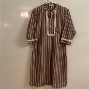 Brown Striped Tunic with White Accents